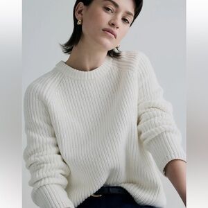 Gap Shaker-Stitch White Cotton Chunky Sweater NWOT